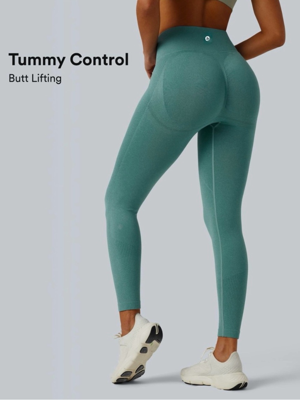Halara OneForm Seamless Flow Leggings M Green Tummy Control Lift Yoga Workout.